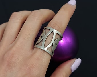 Silver Filigree Ring, Open Band Ring, Large Ring, Modern Ring, Chunky Ring, Boho Ring, Quality Ring, Thumb Ring, Christmas Gift, R52