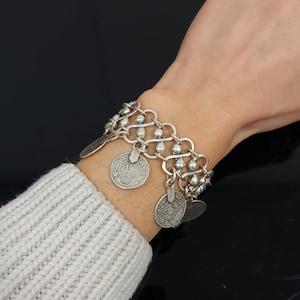 Silver Bracelet, Coins Bracelet, Stylish Bracelet, Metal Bracelet, Hippie Bracelet, Boho Bracelet, Mother’s Day Gifts, Christmas Gift, B33