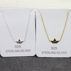 Sterling Silber - Vergoldet '' Kleines Papierboot '' Armband, Ohrringe, Halskette, Origami Schiff Armband, Papier Schiff Origami Schmuck,