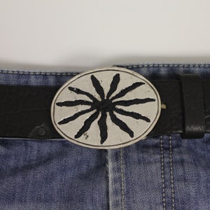 Black Oval Buckle, Jeans Accessory, Black Flower Belt Buckle, Daisy Belt Buckle, Belt Buckle, Women Leather Belt Buckle, Gift for Her, GS123