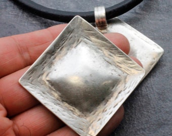 Silver Big Square Pendant, Geometric Pendant, Gothic Pendant Craft, Geometric Jewelry Supplies, Unisex Stylish Pendant, Pendant Gift, P173