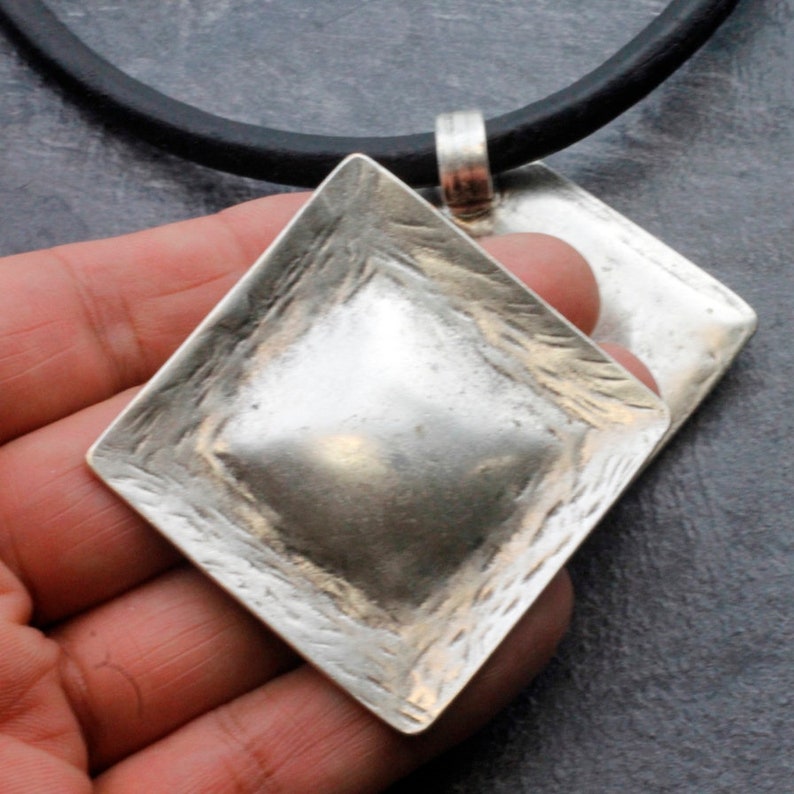 Silver Big Square Pendant, Geometric Pendant, Gothic Pendant Craft, Geometric Jewelry Supplies, Unisex Stylish Pendant, Pendant Gift, P173 image 1