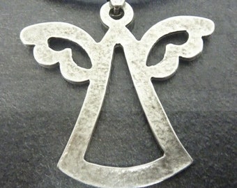Colgante de ángel de plata, dijes de ángel de plata, collar de ángel de metal, colgante de alas de ángel, colgante de hada, colgante bohemio, P83as