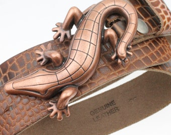 クロコダイルベルトバックル、アンティーク銅ベルトバックル、ベルト