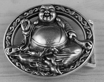 ブッダフライベルトバックル、アンティークシルバーベルトバックル
