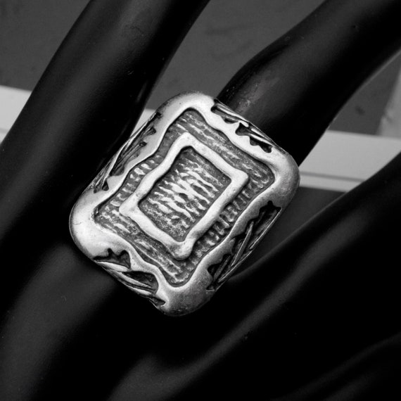 Rectangle Silver Ring, Frame Ring, Design Ring, S… - image 1