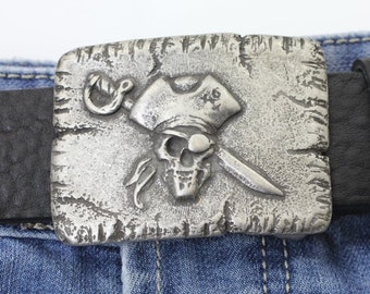 ゾーCREAMSODA45thAnniversaryBelt Buckle Pirate Skull Belt Buckle, Dark Silver Buckle, Belt