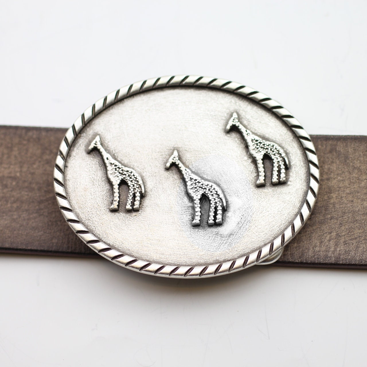 Giraffe Statement Belt Gold Leather 37 inch Double Giraffe Head Giraffe Belt Straps – J.W. Cooper main image 3