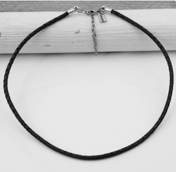 4mm Quality Real Braided Leather Cord Necklace With Sterling Etsy