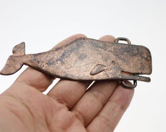 PENCO Sperm Whale Solid Brass Belt Buckle Vintage Unique 