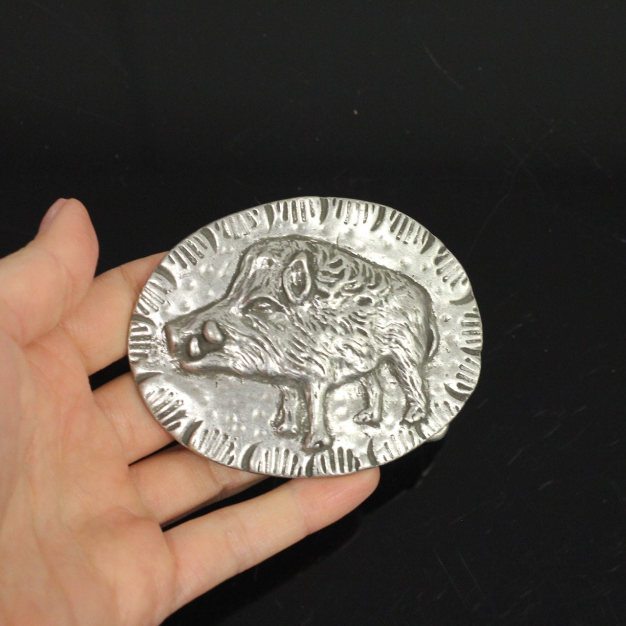 Wild Boar Buckle for Snap Belt, Pig Buckle Fastener, Leather Belt