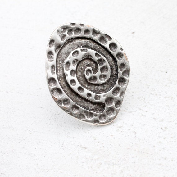Silver Spiral Ring, Swirl Pattern Ring, Design Si… - image 4