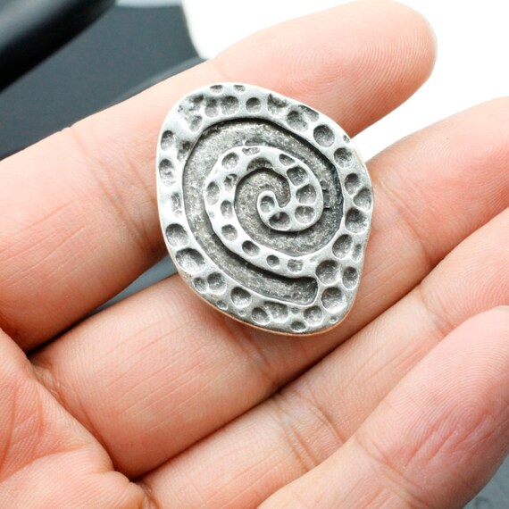 Silver Spiral Ring, Swirl Pattern Ring, Design Si… - image 2