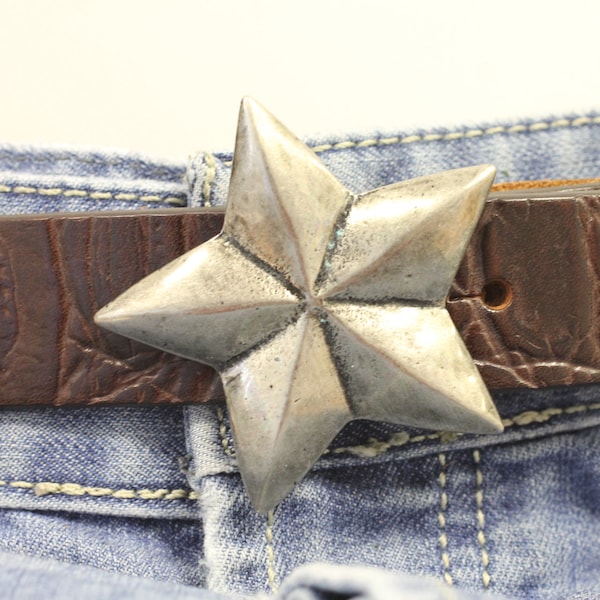 Star Belt Buckle, Cowboy Buckle, Silver Belt Buckle, Metal Belt Buckle, Belt Strap, Jeans Belt Buckle, Gift Buckle, Christmas Gift, GS133 DS