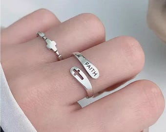 Waterproof Stainless Steel Faith Ring | Inspirational Jewelry | Hypoallergenic Unisex Ring | Everyday Spiritual Gift r09