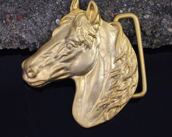 Matte Gold Horsehead Belt Buckle, Western belt buckle, Horse rider belt, Cowboy belt buckle, Animal Jewelry, Gift for Men, GS281mg
