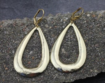 Gold Large Earring, 24k Gold Plated Drop Earrings With Hole, Boho Earrings, Dangle Earrings, Statement Earrings, Christmas Gift, E111 GO