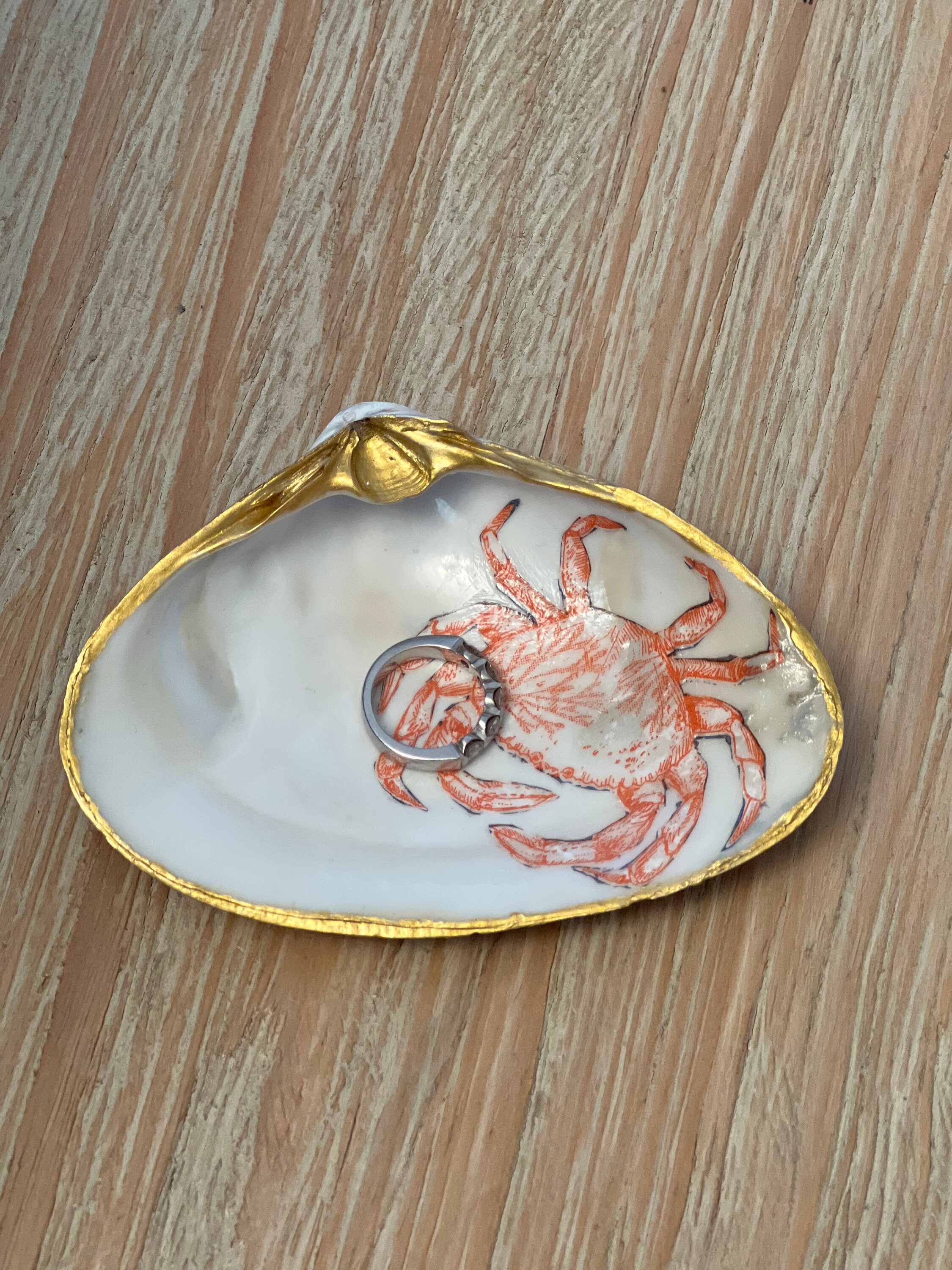Decoupage Clam Shell Ring Dish | Shell Decor - Etsy