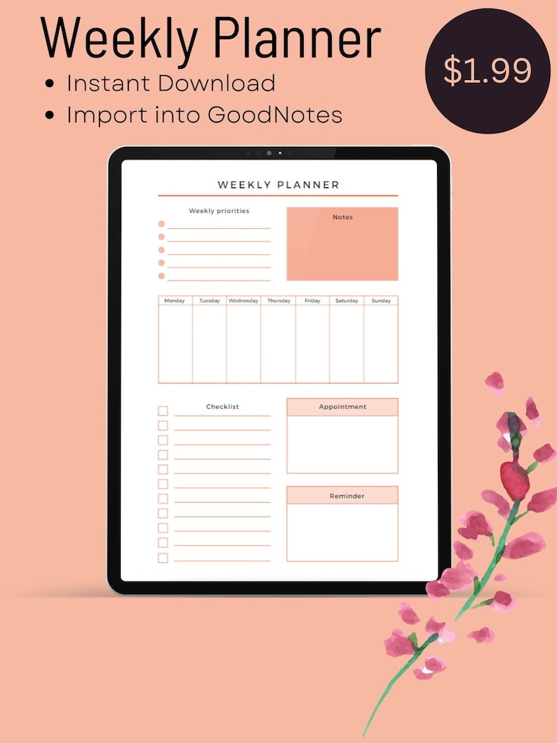Goodnotes Weekly Planner Template Notes Calendar Todo Etsy Canada Goodnotes Weekly Planner Template Notes Calendar Todo Etsy Canada