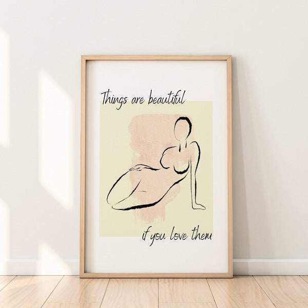 Abstract Woman Body Print, Female Body Wall Art, Woman Drawing, Body Sketch Wall Art Print, Boho Body Positivity Printable Digital Download