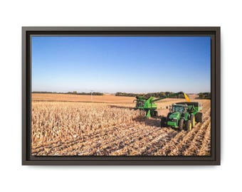 John Deere Combine Harvest Farmhouse decor for Dad Canvas Art