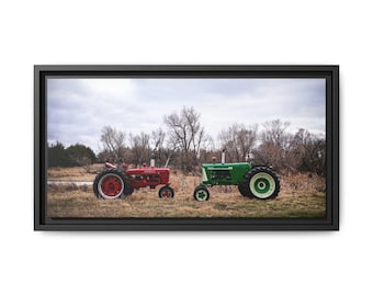 Mancave wall art tractor decor Framed Canvas Print Farmall Tractor Oliver Tractor Farmhouse wall art tractor artwork for dad farm life art