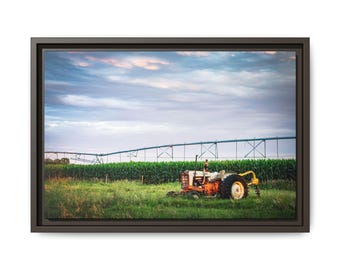 Framed Tractor wall art Rustic Farmhouse Canvas Print Farm picture gift for him