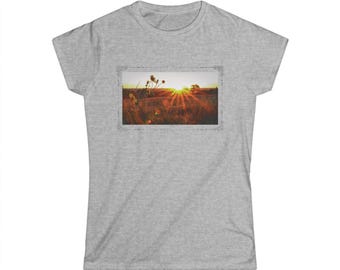 Sunflower Sunset Graphic Tee - Nebraska Farm Life Women's T-Shirt