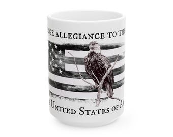 American Flag Bald Eagle 15oz Coffee Mug: Patriotic Gift
