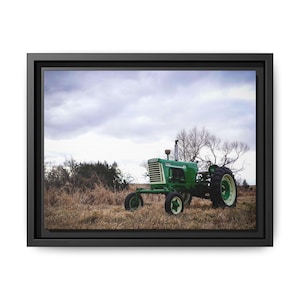 Vintage Oliver tractor framed Canvas Print, Rustic Home Decor, Farmhouse Art, Wall Hanging, old tractor photography garage art for Dad