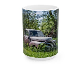 Old Chevy truck coffee mug gift for dad chevy pickup coffee mug old truck picture garage art for shop collectable mugs cool truck picture