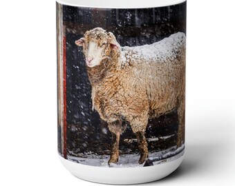 Sheep in winter sheep in snow farmer coffee mug farmhouse decorations coffee cup farm gift idea cute mugs for gift sheep pictures of sheep