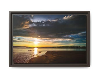 River Sunset Canvas wall art Nebraska Photography art for Cabin Christmas gift