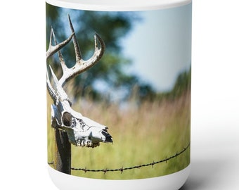 Deer Skull Coffee Mug: Whitetail Antler Photo, Farmhouse Decor