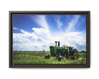 Old John Deere Tractor Artwork Farmhouse Canvas wall art gift for him