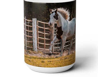 Painted Horse Coffee Mug: Nebraska Rural Life 15oz Ceramic Cup