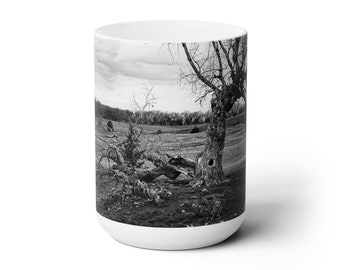 Farmhouse Tree Photo Coffee Mug - Nebraska Rural Landscape