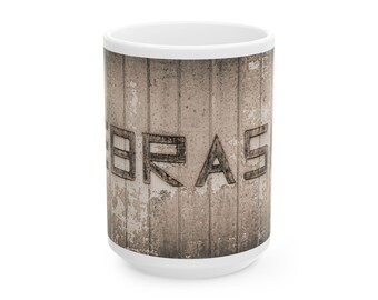 Nebraska Coffee Mug: Rustic Sign Photo, 15oz Large Cup