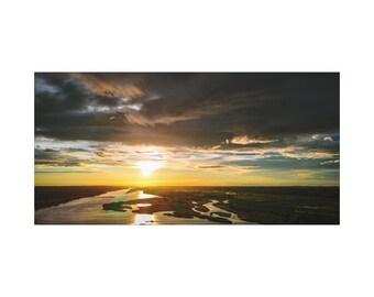 River at Sunset Beautiful Large Canvas wall art Nebraska Landscape art for home office