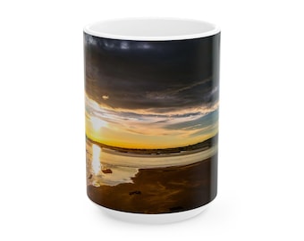 River Sunset Coffee Mug: Nebraska Photography, Farmhouse Decor