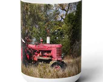 Picture of farmall tractor coffee mug old tractor picture farmhouse mug gift idea for dad antique tractor gift for grandpa Farmall H tractor