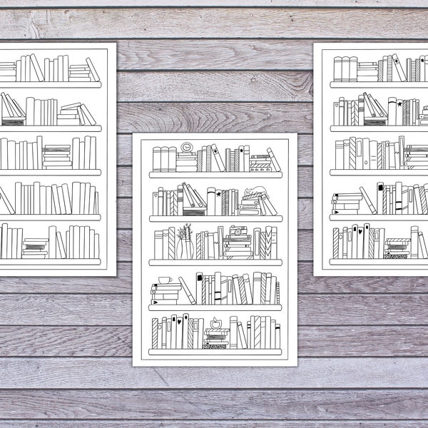 Digital Download Bookshelf Reading Planner Page, Printable Blank, Book lovers, Bookish