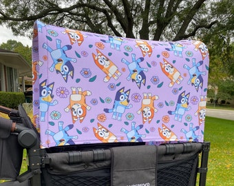 Blue Dog Purple Floral Canopy UV50+ | W4 Wonderfold Canopy | W2 wonderfold canopy | wonderfold accessories Wonderfold wagon Seat Cover