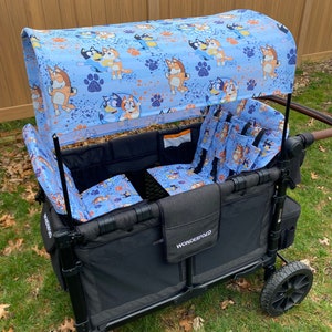 Blue Dog Family Canopy UV50+ | W4 Wonderfold Canopy | W2 wonderfold canopy | Seat Covers Keenz XC Jeep Deluxe Rainbow Baby