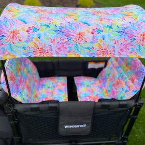 Watercolor Summer Floral Canopy UV50+ | W4 Wonderfold | W2 wonderfold | accessories Seat Covers Keenz XC Jeep Deluxe Rainbow Baby Joymor