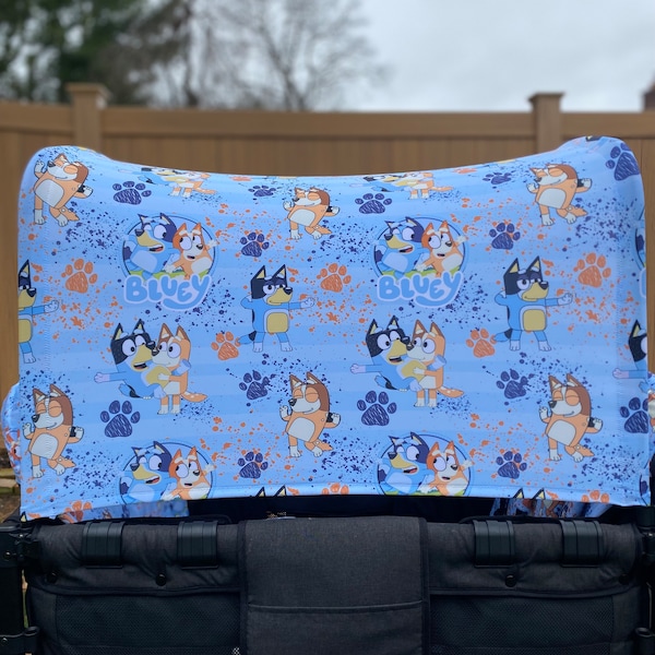 Blaue Hund Familienhimmel UV50+ | W4 Wonderfold Baldachin | W2 wonderfold Baldachin | wonderfold Accessoires Sitzbezug für Wonderfold Sitzwagen