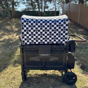 Checkered Mouse Canopy UV50+ | W4 Wonderfold Canopy | W2 wonderfold Seat Covers Keenz XC Jeep Deluxe Rainbow Baby Joymor