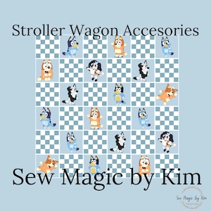 Blue Heeler Checkers Bingo | Canopy UV50+ | W4 Wonderfold | W2 wonderfold | Seat Covers Keenz XC Jeep Deluxe Rainbow Baby Joymor