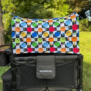 Smiley Autism Checker Canopy UV50+ | W4 Wonderfold Canopy | W2 wonderfold canopy | Seat Covers Keenz XC Jeep Deluxe Rainbow Baby Joymor