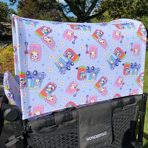 Grannies Purple Canopy UV50+ | W4 Wonderfold Canopy | W2 wonderfold canopy | wonderfold Seat Covers Keenz XC Jeep Deluxe Rainbow Baby